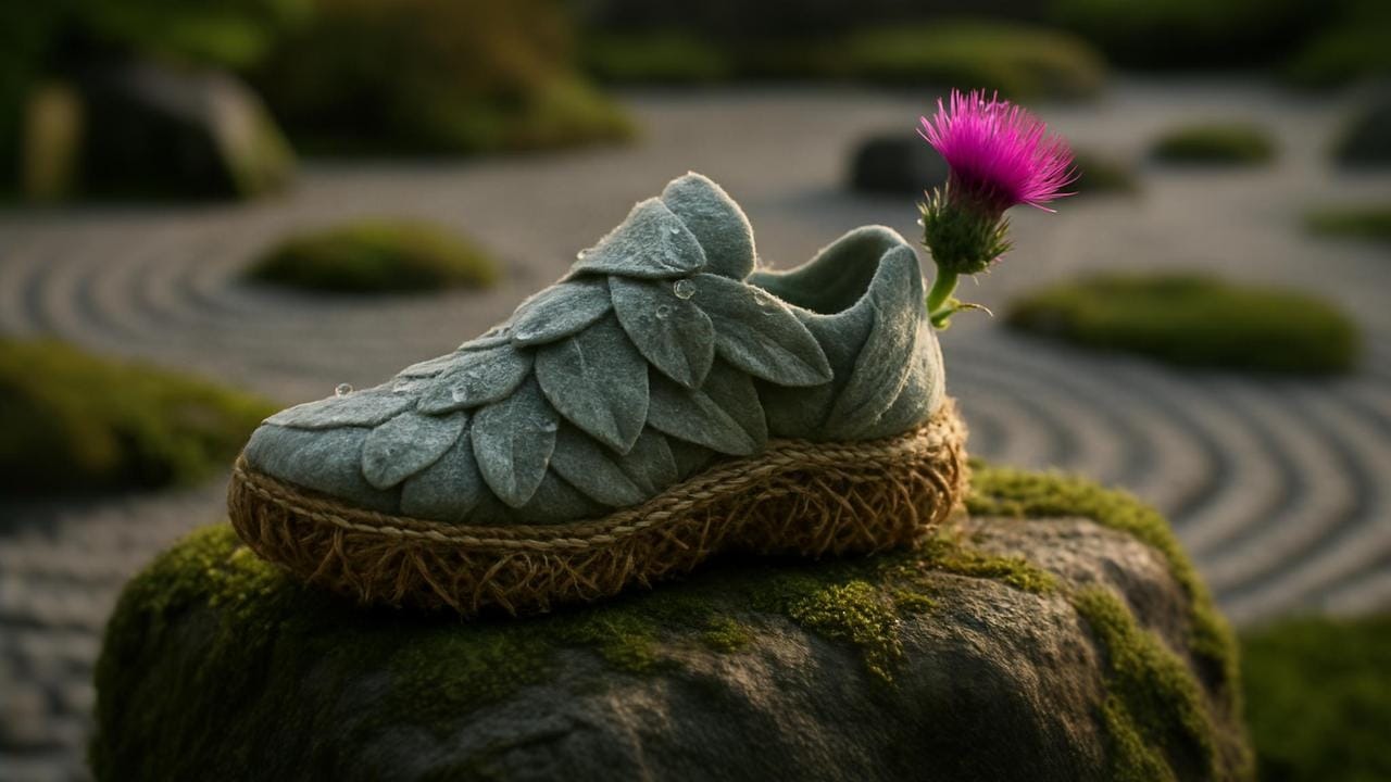 A 4K, high-quality image representing the CENDARA brand and its mission. The scene depicts a stylized representation of the shoe production process, merging traditional craftsmanship with modern technology. Imagine a clean, minimalist design with interlocking gears representing efficiency and a handcrafted leather shoe at the center, symbolizing quality. The color palette should be warm and inviting, using earth tones and subtle metallic highlights. The lighting is soft and diffused, creating a sense of trust and reliability. The camera angle is a slightly elevated, eye-level shot to capture the entire composition. Include subtle texture details in the leather and metal elements. The overall style is a blend of modern and classic, conveying both innovation and tradition. The background is abstract and fades into a neutral color gradient.